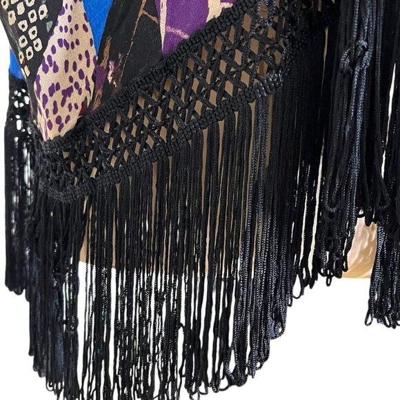 Aritzia TALULA Fawkner patchwork mixed print floral fringe kimono cardigan top - Picture 9 of 12